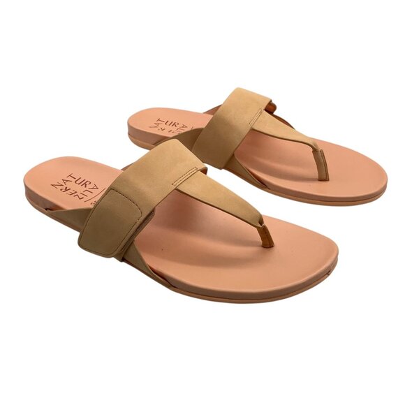 Naturalizer Women Tan Peach Thong Sandals Velcro Strap GENN-TWIRL Size 8 - Picture 1 of 5